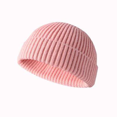 China Custom Collapsible Winter COMMON White Brimless Knitted Fisherman Beanie Hats for sale