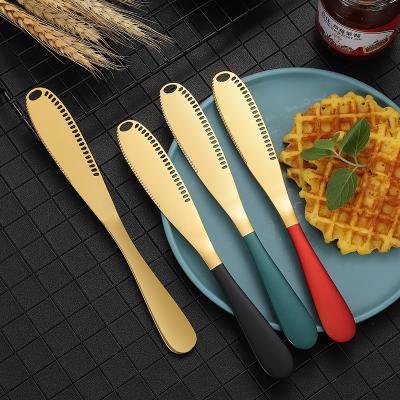 China Stainless Steel Butter Spreader Knife Kitchen Knives Sustainable Multi Color Butter Knife for sale