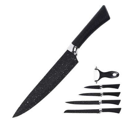 China Hot Sales 6 Pcs Viable Stainless Steel Kitchen Knife Set Kitchen Knives Black Handle Cutting Knife for sale