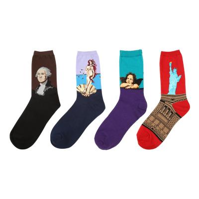 China Colorful Men's Unisex Cotton Crew Socks QUICK DRY QUICK DRY Socks Art Artists Illustration Oil Painting Colorful Famous Socks Art for sale