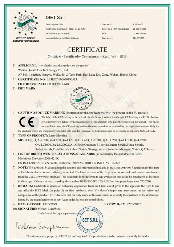 CE - Wuhan Questt Asia Technology Co., Ltd.