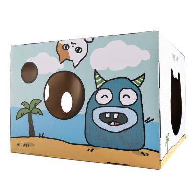 China Cat Scratch Cat Scratch House Cat Scratch House Sustainable Corrugated Paper Board Customized Scratcher for sale