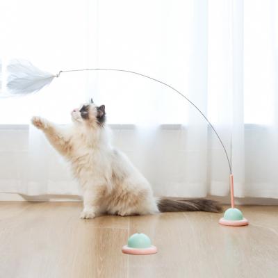 China Amazon Hot Selling Cat Accessories With Sucker Fixed Hot Selling Product Viable Cat Toys Interactive Cat Teaser Stick for sale