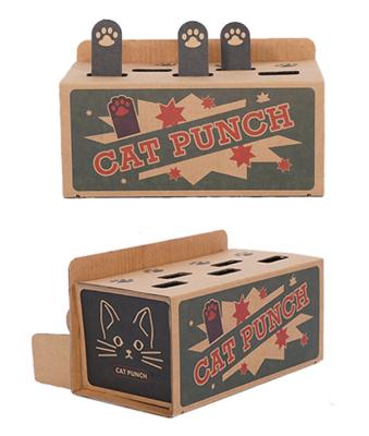 China Viable Popular Cardboard Beat A Mole Game Cat Box Cat Puzzle Toy for sale