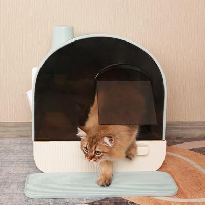 China House Shape Sustainable Cat Litter Box Big Space Encased Cat Litter Toilet Box PP Cat Toilet Eco-friendly for sale