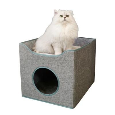 China Viable Foldable Cat Cave Bed Pet Cat Design Storage Box Portable Cat Bed for sale