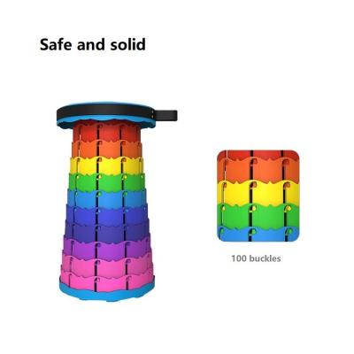 China Adjustable (Height) New Ultralight Folding Spring Retractable Portable Camping Travel Out Telescopic Artifact Rainbow Stool for sale