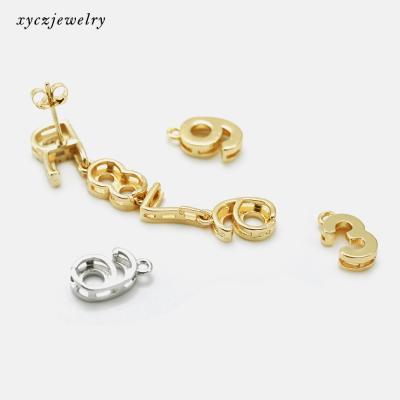 China 0 To 9 Numbers Charms Casual / Sports DIY Accessories Personalized 18K Gold Numbers 0 To 9 Jewelry DIY Charms for sale