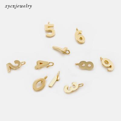 China 2020 New Fashion Casual / Sporty Numbers Charm Accessories DIY Personalized 18K Gold Number Jewelry DIY Charms for sale