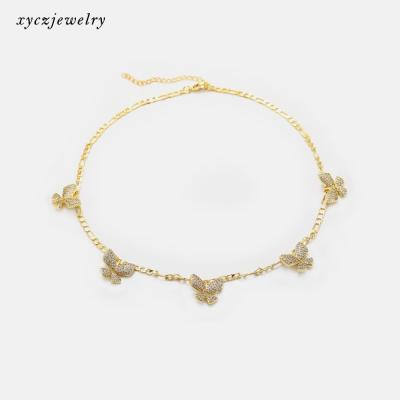 China CLASSIC Fashion 18k CZ Soft Brass Handmade Brass Butterfly DIY Butterfly Pendant Necklace for sale