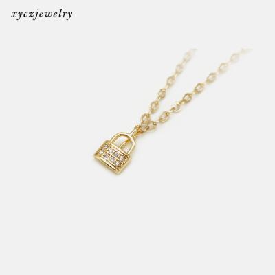 China CLASSIC Classic CZ Love Lock And Key Necklace DIY Pendant Gift Made In China for sale