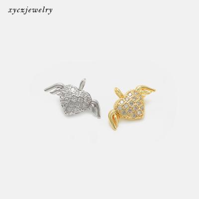 China Popular Cute Love Delivery Envelope Heart Angel Wings Micro Insert Charm Pendant for sale