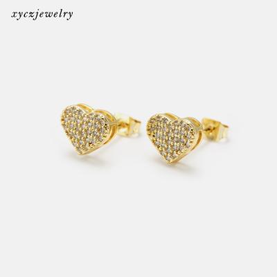 China Cute Romantic Heart Typed DIY Stud Earrings Shape Gold Plated Heart Earrings for sale