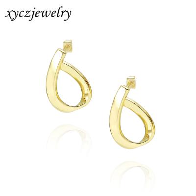 China TRENDY simple fashion stud earring solid brass gold plated party earrings for girls for sale