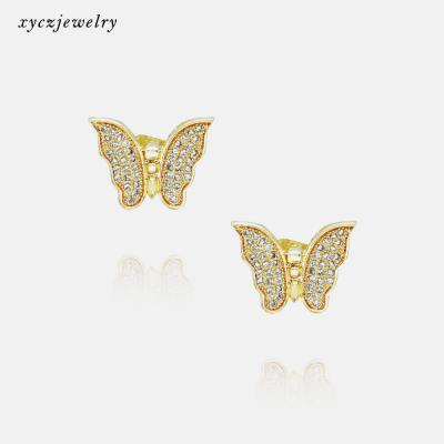 China CLASSIC Butterfly Stud Earrings Fashion New Gold Plated Butterfly Girls Zircon Jewelry Stud Earrings for sale