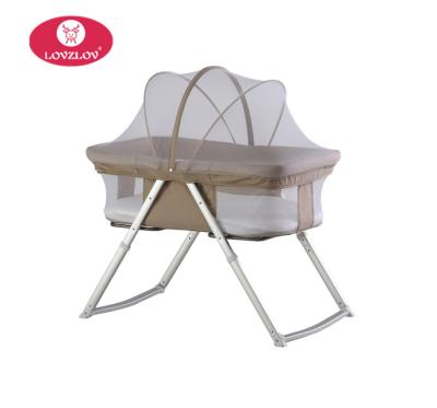 China Portable Single Metal Baby Cradle Swing Hutch Children's Cradle Swinging Crib Crib With Mosquito Net for sale