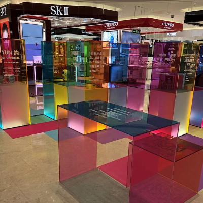 China ENZO Fashion Modern Colored Customized High Grade Acrylic Display Stand Table For Shopping Malls And Home Decoration for sale