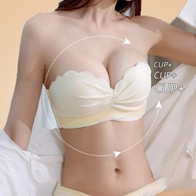 China Amazon Antibacterial Hot Selling Organic Cotton Women Push Up Bras Double Padded Lift Up Bra Plus Size Front Narrow Bra Big Cup for sale