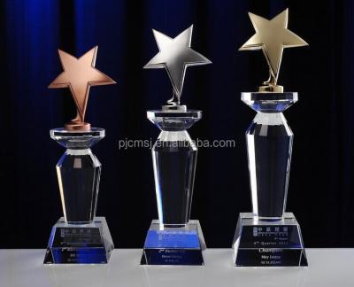 China New Europe Design Star Shape Crystal Trophy For Souvenirs for sale