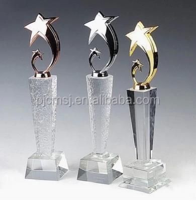 China China Custom Metal Five Star Crystal Trophy, Crystal Award for sale