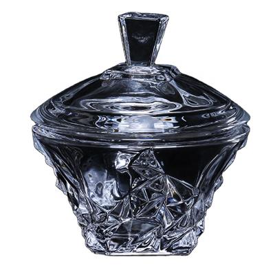 China Pujiang Viable Wholesale Hot Sale Decorative Crystal Clear Glass Sugar Bowl for sale