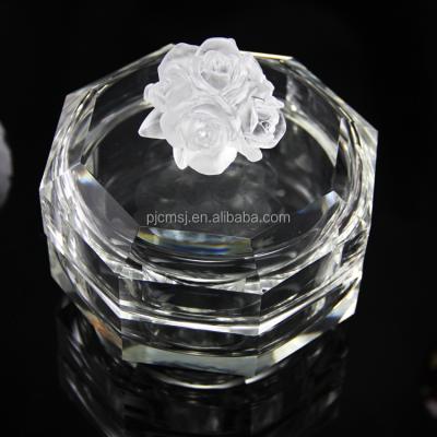 China Hot Selling China Pujiang K9 Crystal With Nice Flower Glass Jewelry Box For Return erdding Or Birthday Gift for sale