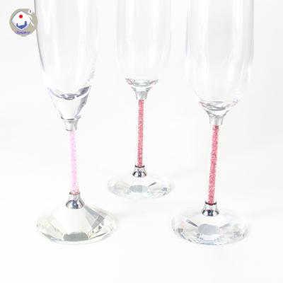 China Decoration Wedding Viable Crystal Glass Pink Tall Cup High Quality Champagne Cup for sale