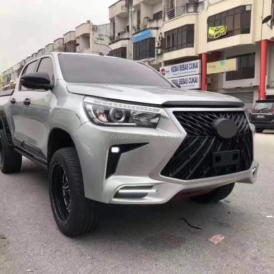 China auto accessories kiy front bumper rise body for toyota hilux revo to lexus Lx570 kiy body kit body for Toyota Hilux LED 2015-2018 for sale