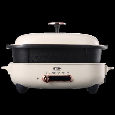 China Detachable 8 Hot Pot Multi Function BBQ Kitchen Appliances in 1 Electric Hot Pot and BBQ Grill& Cooked Rice Roll Multi Steamer for sale