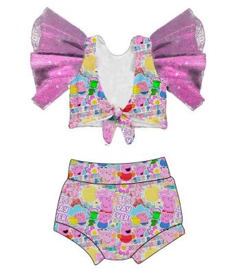 China Hot Selling Casual Summer Cartoon Page Children Set For Girls Fashion Sexy Set Baby New Costume for sale