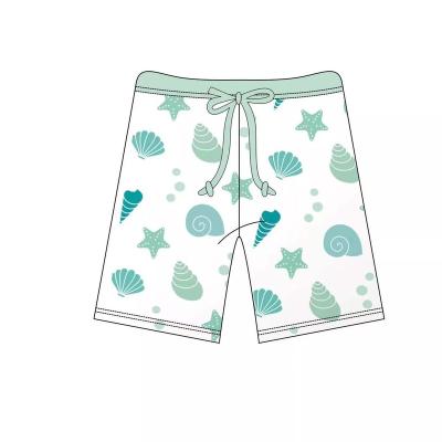 China custom Anti-wrinkle starfish printed boutique white children's swimwear parent-child shorts trunks swimming wear for sale