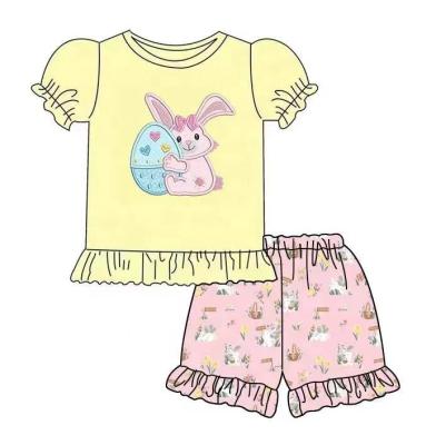 China RTS Casual Baby Toddler Boys Little Girls Spring Shorts Summer Sets Rabbit Embroidery Boys Girls Costumes For Easter for sale