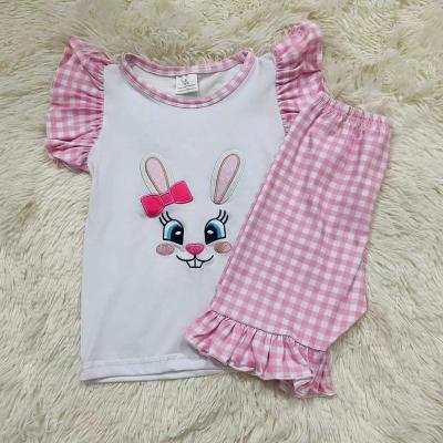 China RTS Casual Baby Toddler Boys Little Girls Spring Shorts Summer Sets Rabbit Embroidery Boys Girls Costumes For Easter for sale