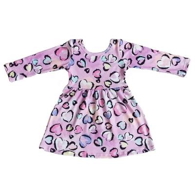 China Anti-wrinkle manufacturers direct children's boutique clothing valentine's day love printed long sleeve dress baby dress wholesale for sale