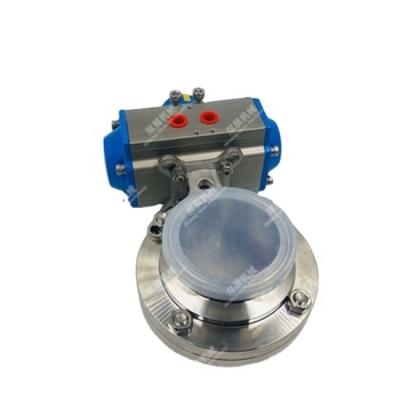 China General Sanitary Double 304/316L Stainless Steel Dual Valve Flow Control Pneumatic Actuator Acting Butterfly Valve for sale