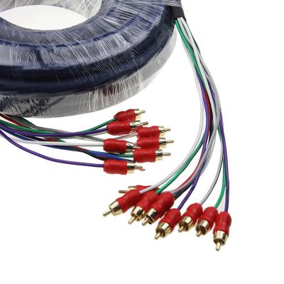 China Car DC 15.4mm 30FT 8 Channel Male Twisted Pair Plug RCA Snake Cable Audio Cables And Car Stereo Visuals for sale