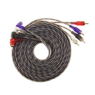 China 4Channels 8 Connectors 5M Twisted RCA Cables Interconnect To Wire Audio Cable For Car Audio HX-RC061 for sale