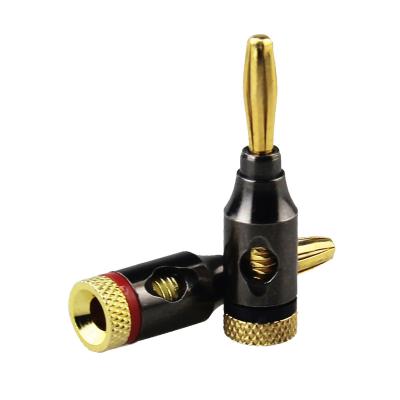 China Outer Shell Heavy Duty Steel Stackable Banana Plugs Premium 4mm Gold Plated Audio Speaker Connectors Plug for sale