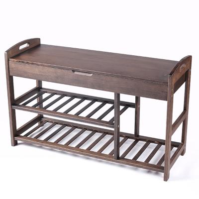 China Eco - Friendly Natural Bamboo Stool Products Shelf Shoe Rack With 3 Layers for sale