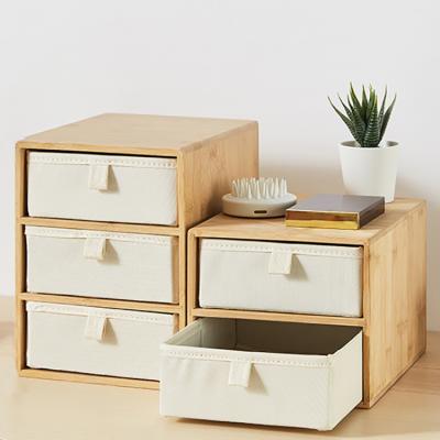 China Sustainable Bamboo Office Storage Box Office Storage Organizer with Drawers for Office Home Bathroom Living Room for sale