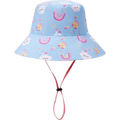 China New Kids Bucket Hats KOCOTREE 2023 Summer Fishmen Bucket Hat UPF 50+ Sun Protective Unisex Cute Cartoon Breathable Sun Hat With Chin Strap for sale