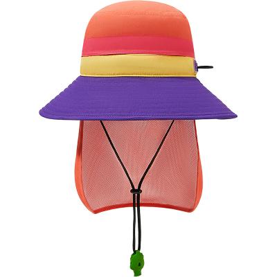 China KOCOTREE 2023 Comfort Summer High Quality Children's Breathable Sunshade Bucket Hat Adjustable Foldable Big Brim Foldable Kids Sun Hat Neck UV Protector for sale