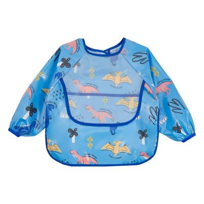 China New KOCOTREE 2023 Toddler Baby Bibs Washable Waterproof Long Sleeves Shirt Apron For Boys Girls Eating Painting With Pocket Full Cover for sale