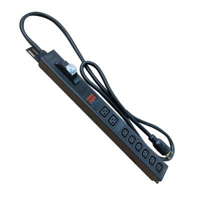 China Aluminum Alloy PDU 30A 240V 6 Ways C13 +2 Ports C19 Socket PDU Power Distribution Unit Breaker with1P for sale