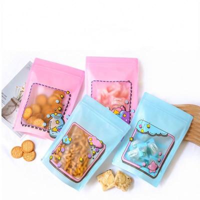 China Recyclable LingJie Various Colors Cute Cartoon Food Packaging Bags With Special Shaped Window for sale