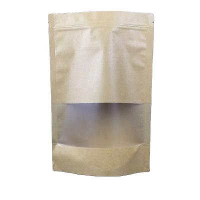 China Recyclable LingJie plain Compound Paper Plastic Pouch with frosted window food paper bags for display eco friendly kraft paper pouch for sale