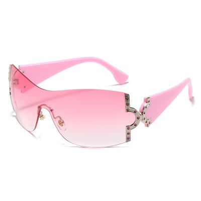 China Y2K New Fashion Personality Fashion Sunglasses Net Red Ins Sunglasses Female All-in-one Border One-Piece Sunglasses for sale