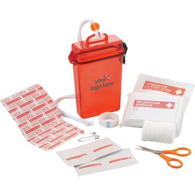 China 2019 Plastic New Item KF423 17 Pieces Mini First Aid Waterproof Box Red Color for sale