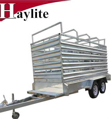 China Farm Use Axle Livestock Trailer Sheep Trailer Tandem With Cage Qingdao Supplier for sale