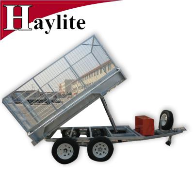 China Steel Hot Galvanized Deep Box Cage Tipper Trailer For Farm Use for sale